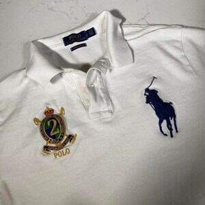 Polo Ralph Lauren Slim Fit Polo Shirt White Crest Logo Size Large